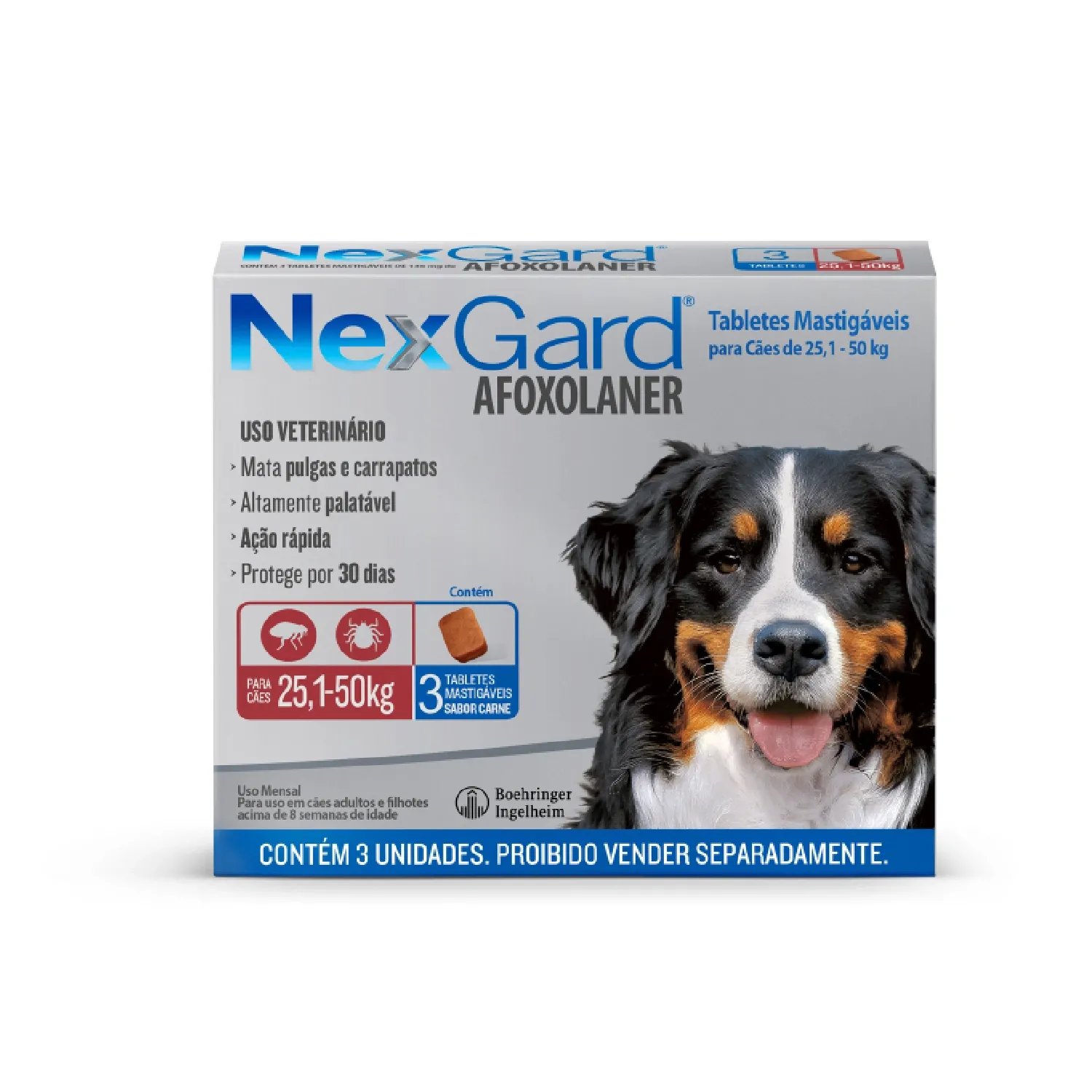 NexGard Antipulgas e Carrapatos para Cães de 25,1 a 50 kg